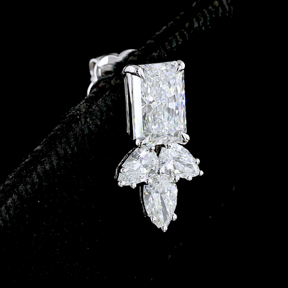 2.90 CTTW Radiant Lab Diamond Hanging Earring 14k White Gold (E Color and VS2 Clarity)