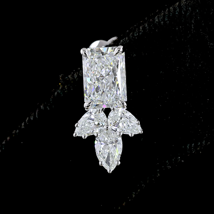 2.90 CTTW Radiant Lab Diamond Hanging Earring 14k White Gold (E Color and VS2 Clarity)