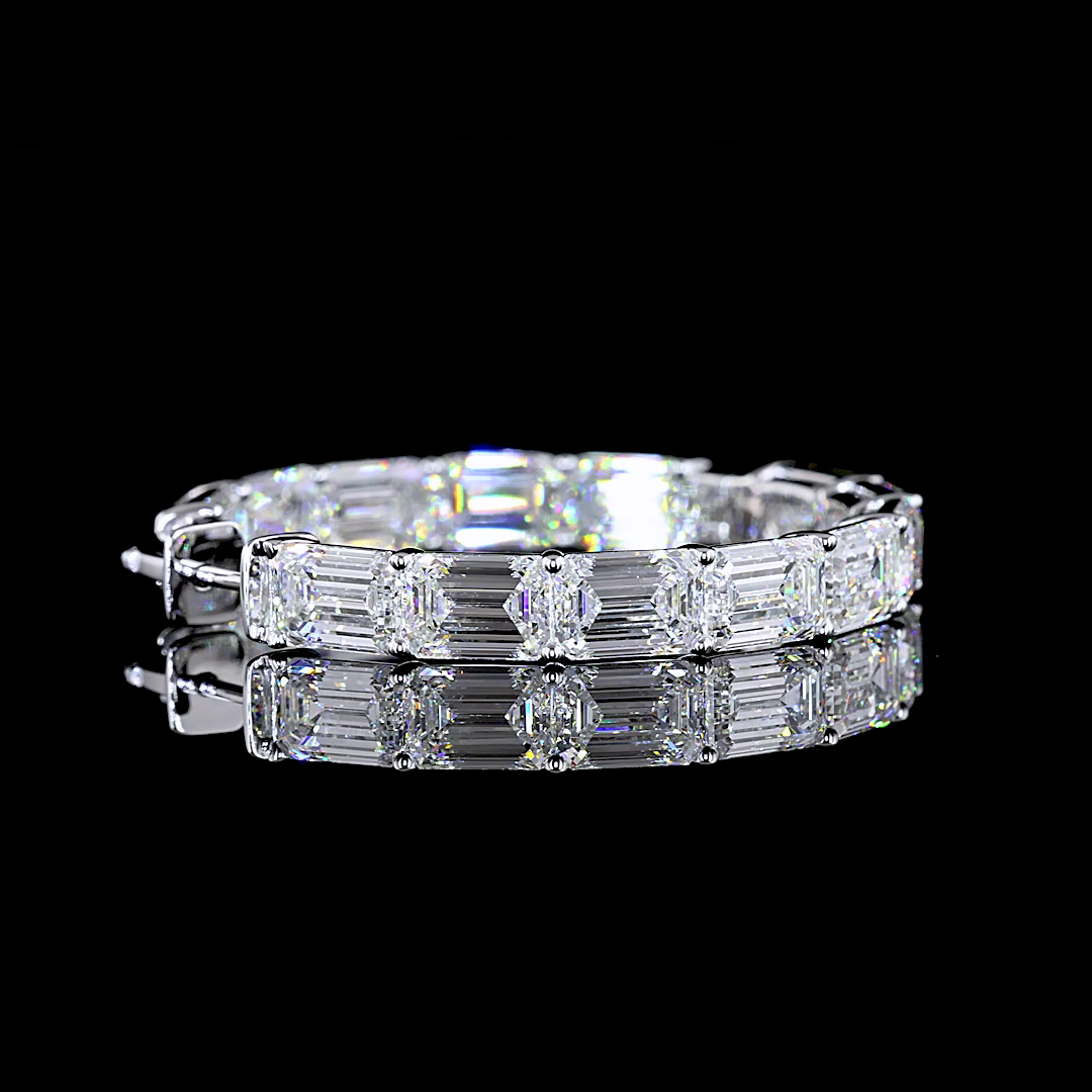 26.54 CTTW Emerald Lab Diamond Hoops Earring 38mm 14k White Gold (F Color and VVS2 Clarity)