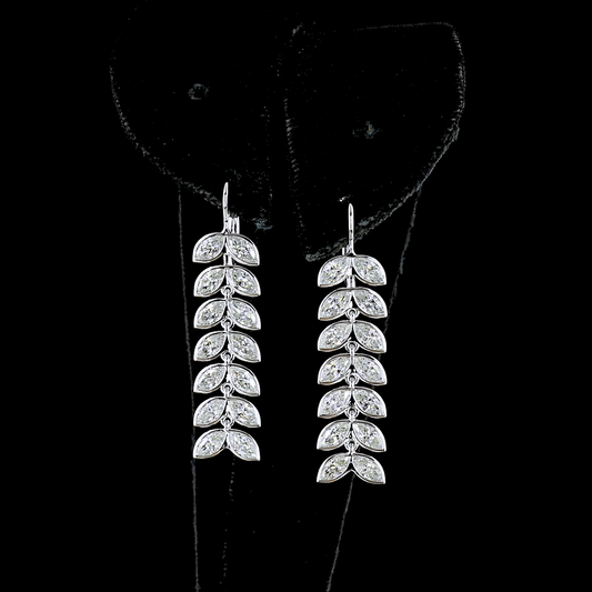 3.26 CTTW Marquise Lab Diamond Hanging Earring 14k White Gold (E Color and VS1 Clarity)