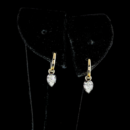 0.53 CTTW Pear Lab Grown Diamond Hanging Earring Size 10 (E Color and VS Clarity)
