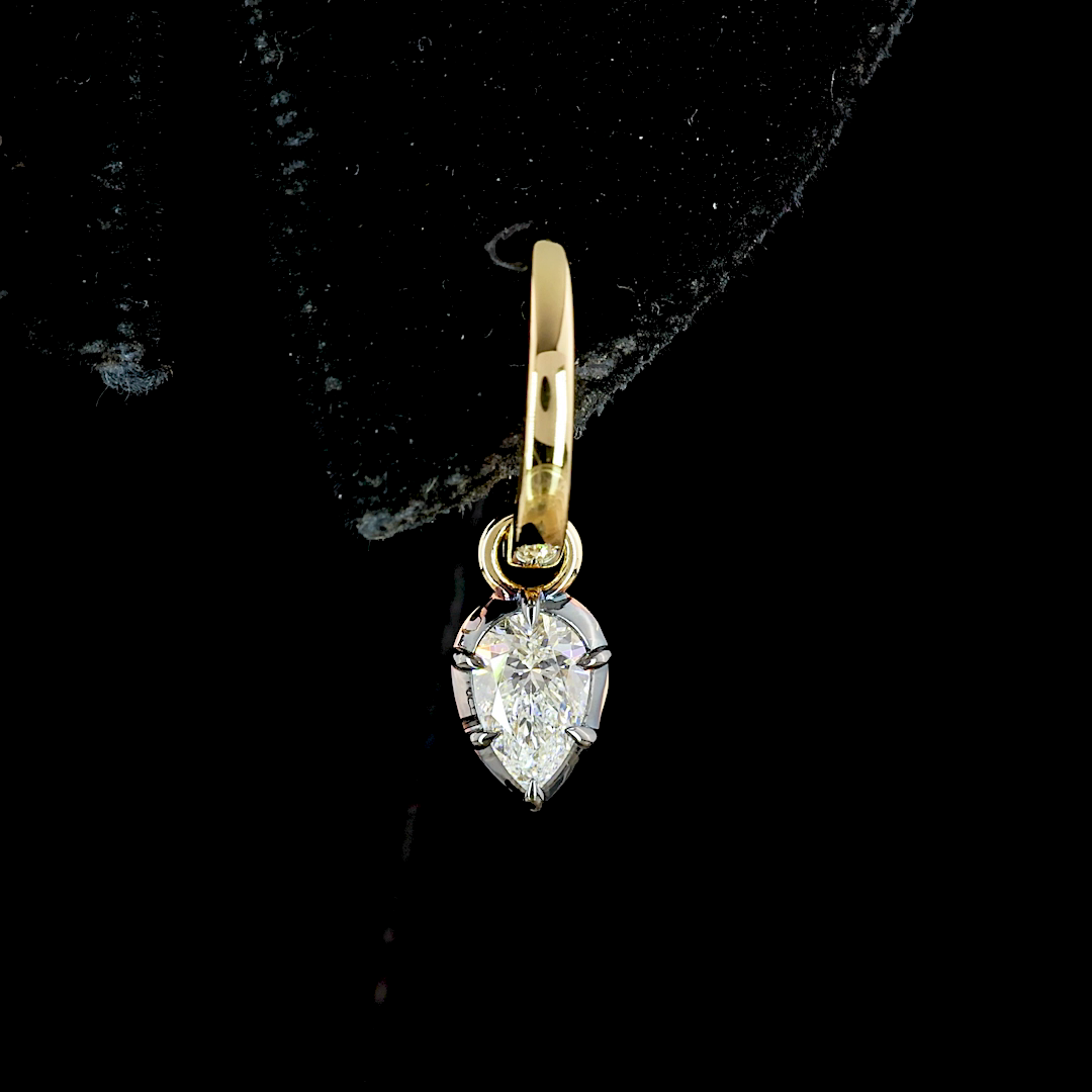 0.53 CTTW Pear Lab Grown Diamond Hanging Earring Size 10 (E Color and VS Clarity)