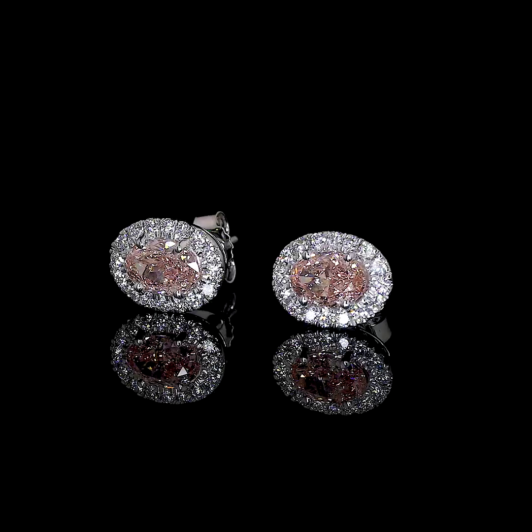 0.86 CTTW Oval Lab Diamond Halo Studs Earring 14k White Gold jewelry-spot-usa