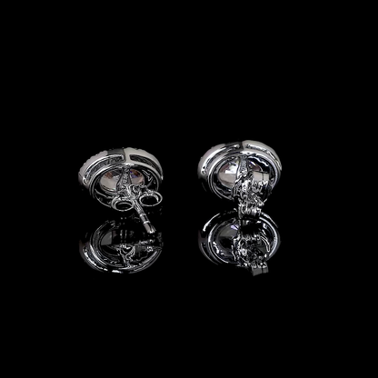 0.86 CTTW Oval Lab Diamond Halo Studs Earring 14k White Gold jewelry-spot-usa