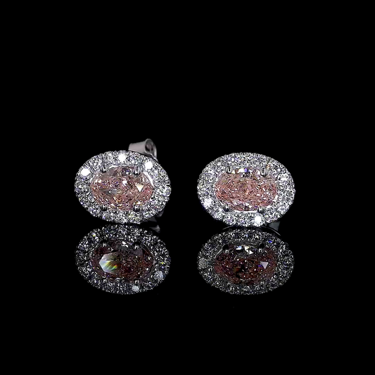 0.94 CTTW Oval Lab Diamond Halo Studs Earring 14k White Gold SI1 Clarity jewelry-spot-usa