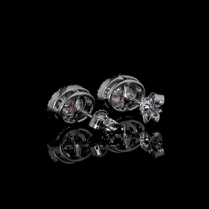 0.94 CTTW Oval Lab Diamond Halo Studs Earring 14k White Gold SI1 Clarity jewelry-spot-usa
