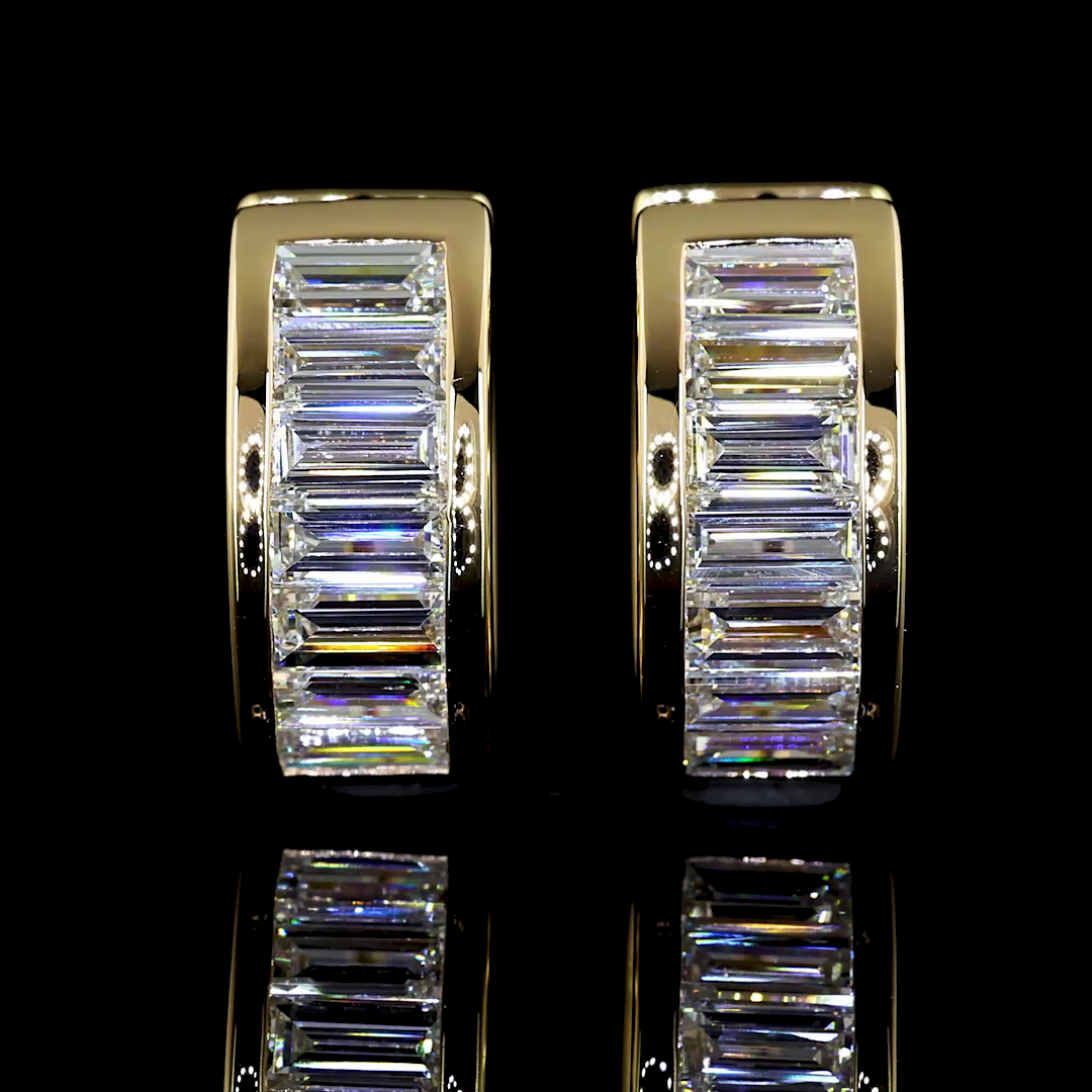 1.82 CTTW Baguette Lab Diamond Huggies Earring 14.08mm 14k Yellow Gold (E Color and VS Clarity)