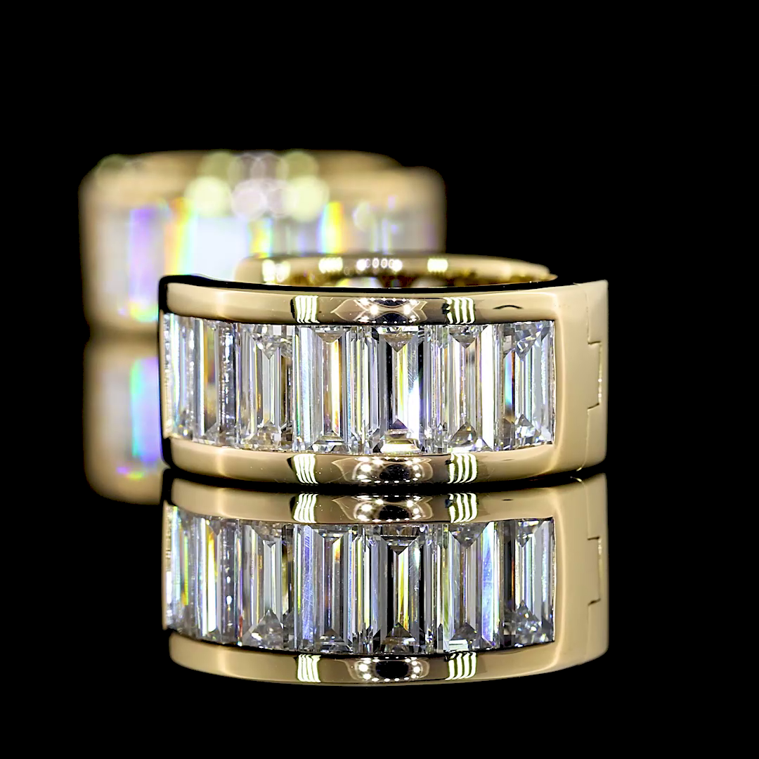 1.82 CTTW Baguette Lab Diamond Huggies Earring 14.08mm 14k Yellow Gold (E Color and VS Clarity)
