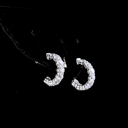 2.86 CTTW Round Lab Diamond C Hoops Earring 14k White Gold E Color and VS Clarity jewelry-spot-usa