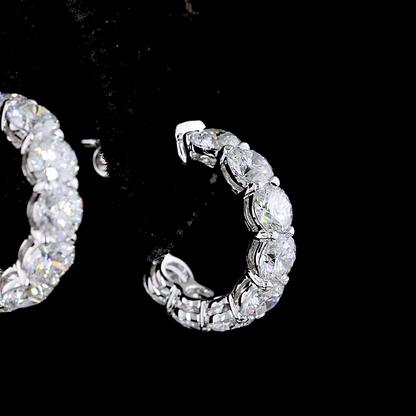 2.86 CTTW Round Lab Diamond C Hoops Earring 14k White Gold E Color and VS Clarity jewelry-spot-usa