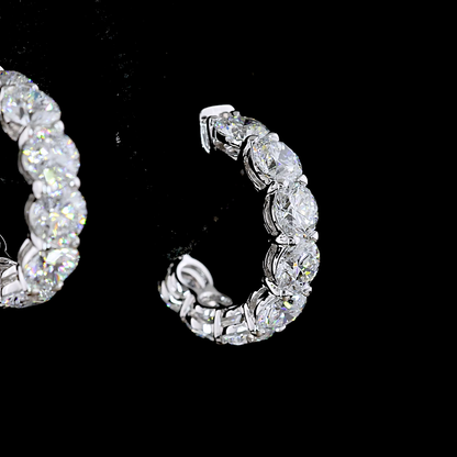 2.89 CTTW Round Lab Diamond C Hoops Earring 14k White Gold (E Color and VS Clarity)