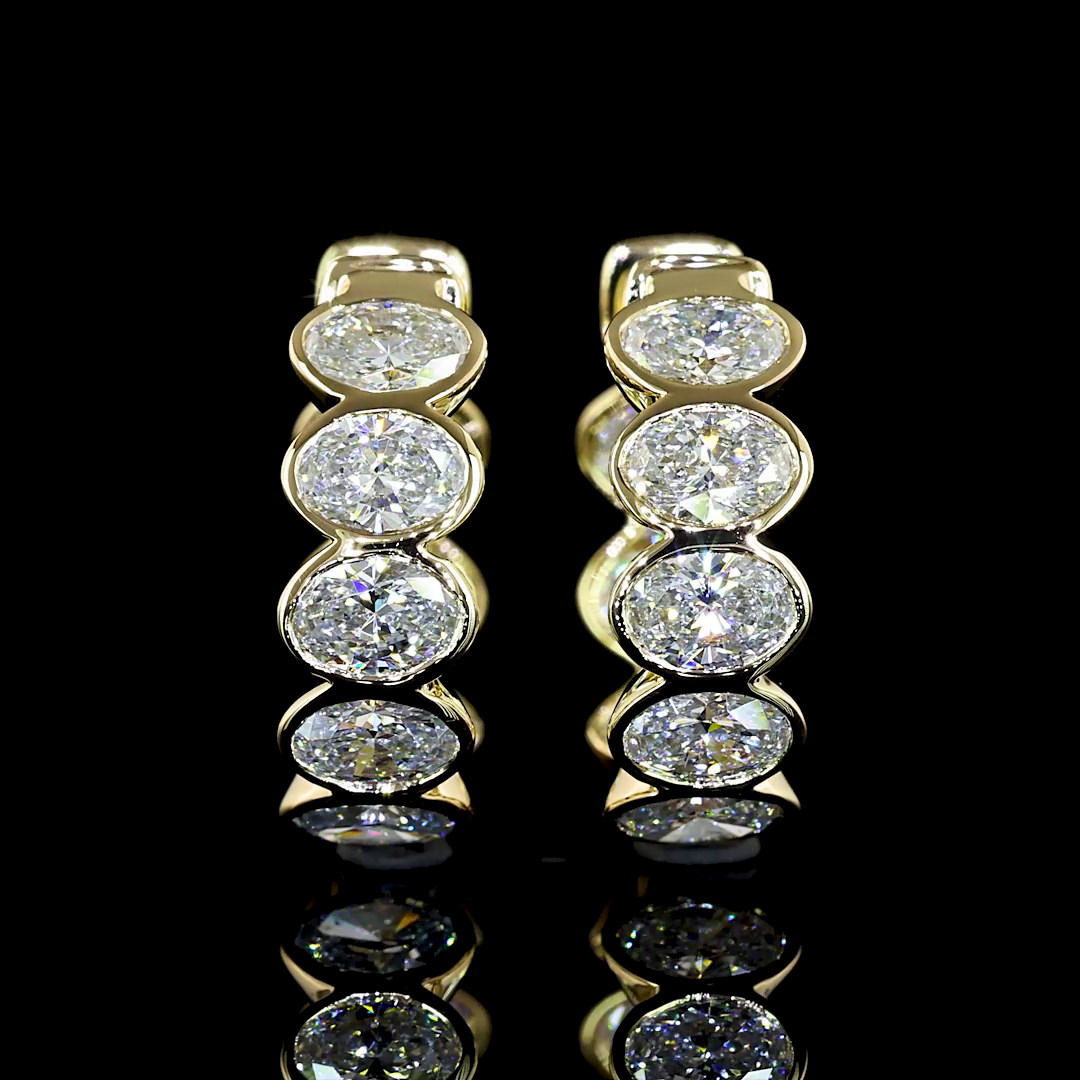1.91 CTTW Oval Lab Diamond Huggies Earring 14.08mm 14k Yellow Gold (E Color and VS Clarity)