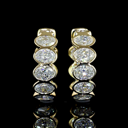 1.91 CTTW Oval Lab Diamond Huggies Earring 14.08mm 14k Yellow Gold (E Color and VS Clarity)