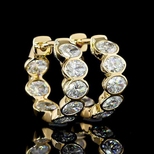 1.93 CTTW Oval Lab Diamond Huggies Earring 14.08mm 14k Yellow Gold (E/F Color and VS/VS2 Clarity)
