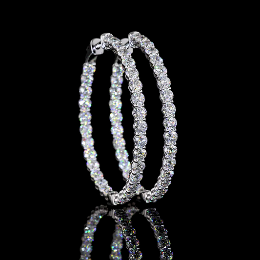 7.35 CTTW Round Lab Diamond Hoops Earring 38mm 14k White Gold E Color and VS Clarity jewelry-spot-usa