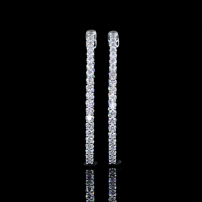 2.66 CTTW Round Lab Diamond Hoops Earring 38mm 14k White Gold (E Color and VS Clarity)