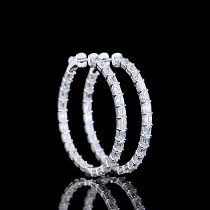 4.01 CTTW Emerald Lab Diamond Hoops Earring (F Color and VS1 Clarity)
