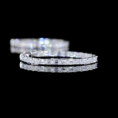 4.01 CTTW Emerald Lab Diamond Hoops Earring (F Color and VS1 Clarity)
