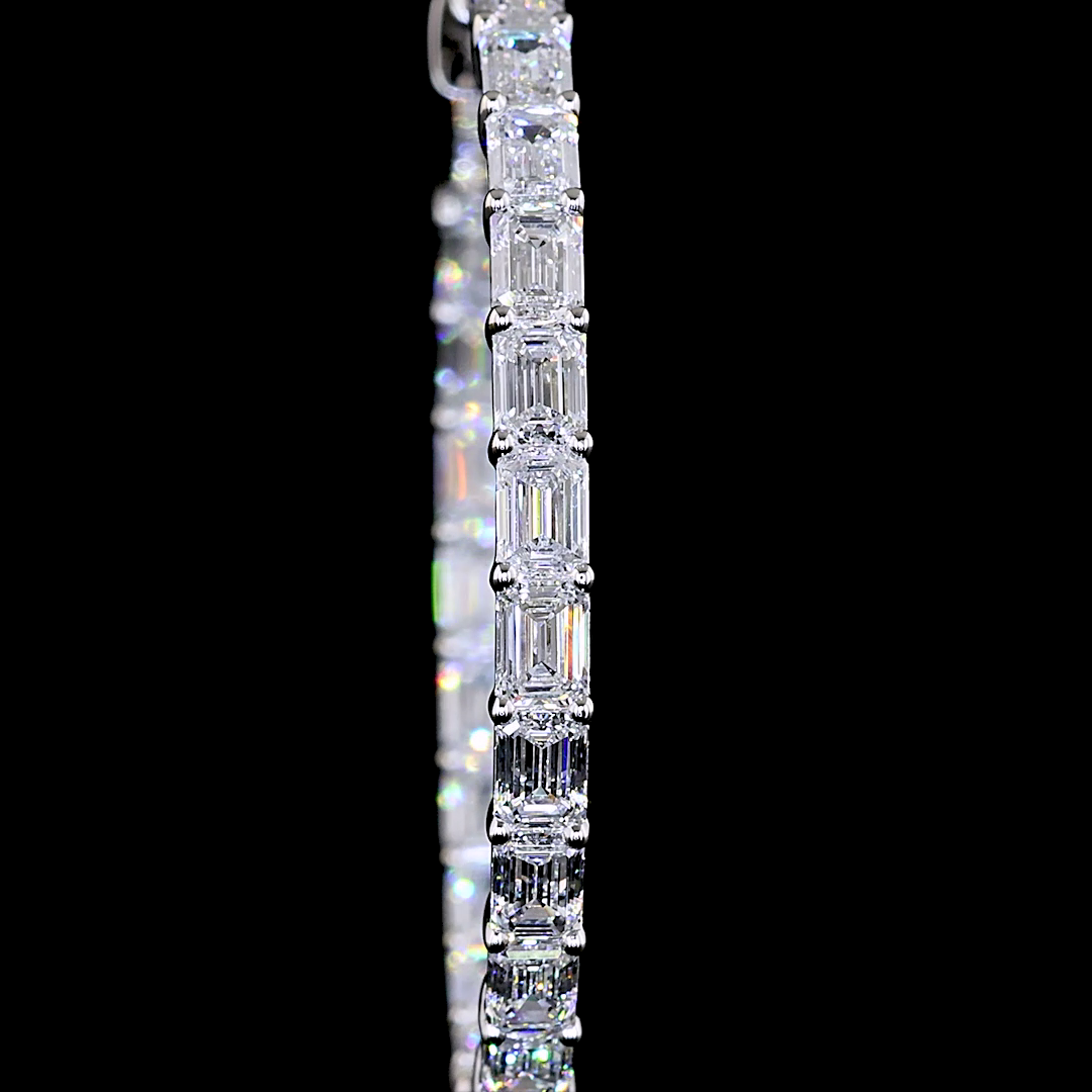 4.93 CTTW Emerald Lab Diamond Hoops Earring 33.1mm 14k White Gold E Color and VS Clarity jewelry-spot-usa