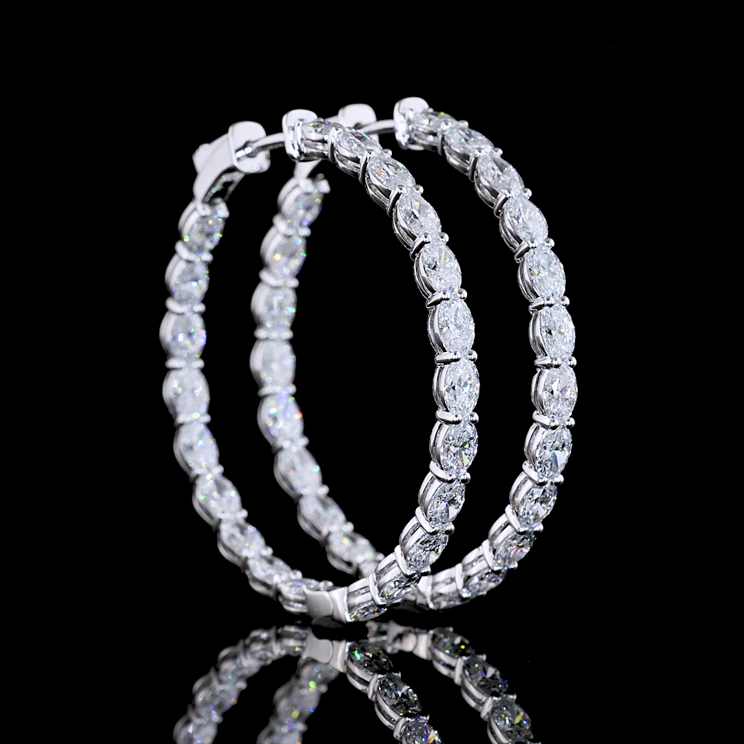 5.01 CTTW Oval Lab Diamond Hoops Earring 34.67mm 14k White Gold (E Color and VS Clarity)