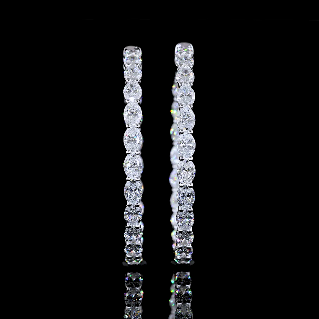5.01 CTTW Oval Lab Diamond Hoops Earring 34.67mm 14k White Gold (E Color and VS Clarity)