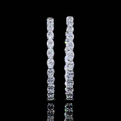 5.01 CTTW Oval Lab Diamond Hoops Earring 34.67mm 14k White Gold (E Color and VS Clarity)