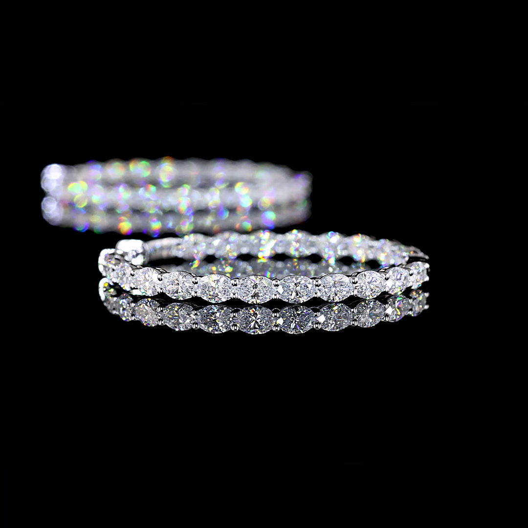 5.01 CTTW Oval Lab Diamond Hoops Earring 34.67mm 14k White Gold (E Color and VS Clarity)