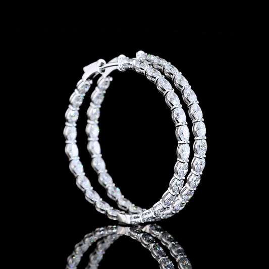 5.97 CTTW Oval Lab Diamond Hoops Earring 38.1mm 14k White Gold E Color and VS Clarity jewelry-spot-usa