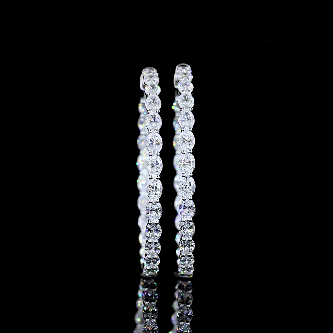5.97 CTTW Oval Lab Diamond Hoops Earring 38.1mm 14k White Gold E Color and VS Clarity jewelry-spot-usa