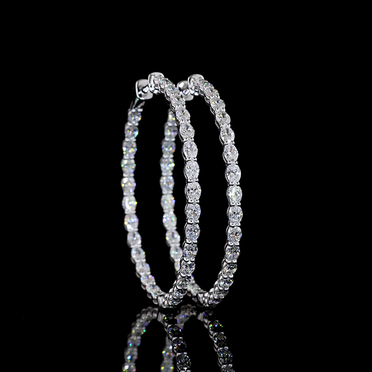 3.87 CTTW Oval Lab Diamond Hoops Earring 38.2mm 14k White Gold E Color and VS1 Clarity jewelry-spot-usa