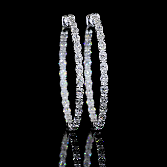 2.82 CTTW Oval Lab Diamond Hoops Earring 33.1mm 14k White Gold E Color and VS Clarity jewelry-spot-usa