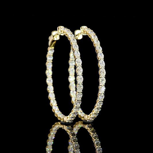 3.08 CTTW Oval Lab Diamond Hoops Earring (E Color and VS Clarity)