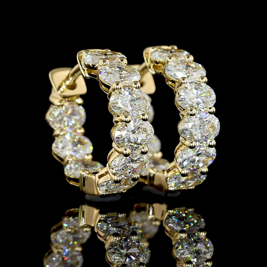 3.03 CTTW Oval Lab Diamond Huggies Earring 14.64mm 14k Yellow Gold (E Color and VS Clarity)
