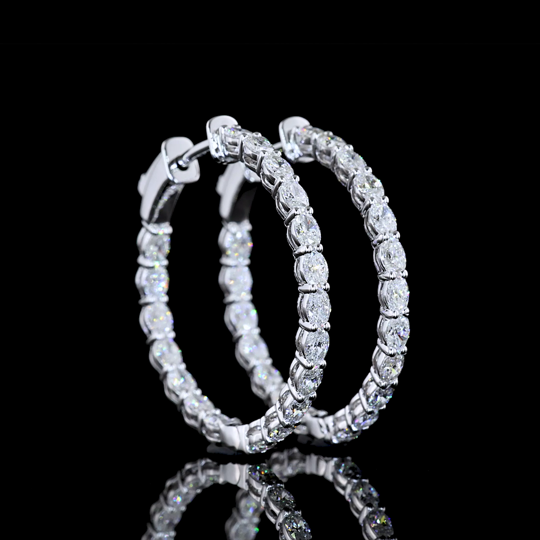 1.86 CTTW Oval Lab Diamond Hoops Earring (E Color and VS Clarity)