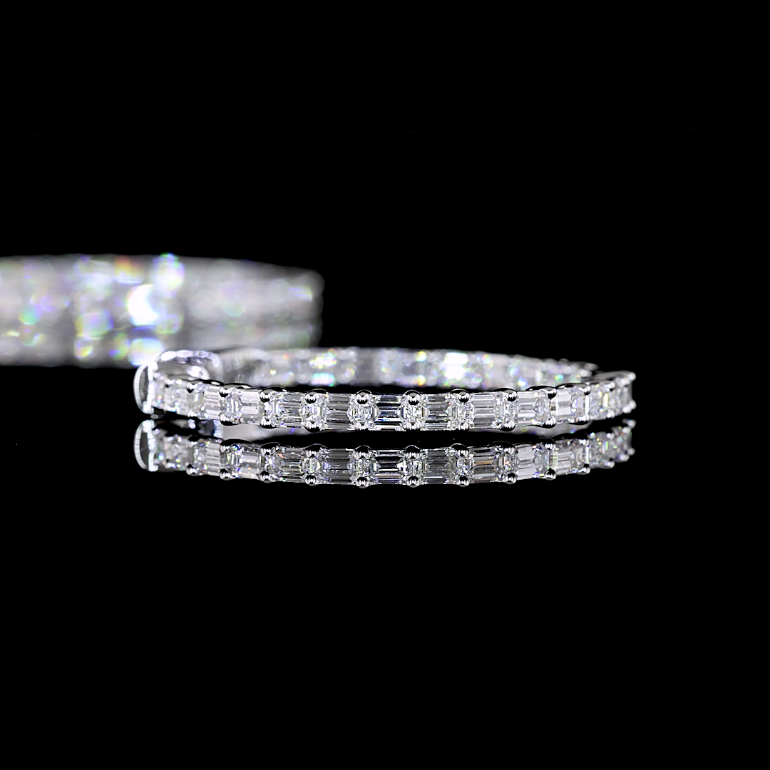 1.92 CTTW Emerald Lab Diamond Hoops Earring 25mm 14k White Gold E Color and VS1 Clarity jewelry-spot-usa