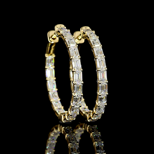 3.22 CTTW Emerald Lab Diamond Hoops Earring (E Color and VS Clarity)