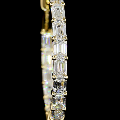 3.22 CTTW Emerald Lab Diamond Hoops Earring (E Color and VS Clarity)