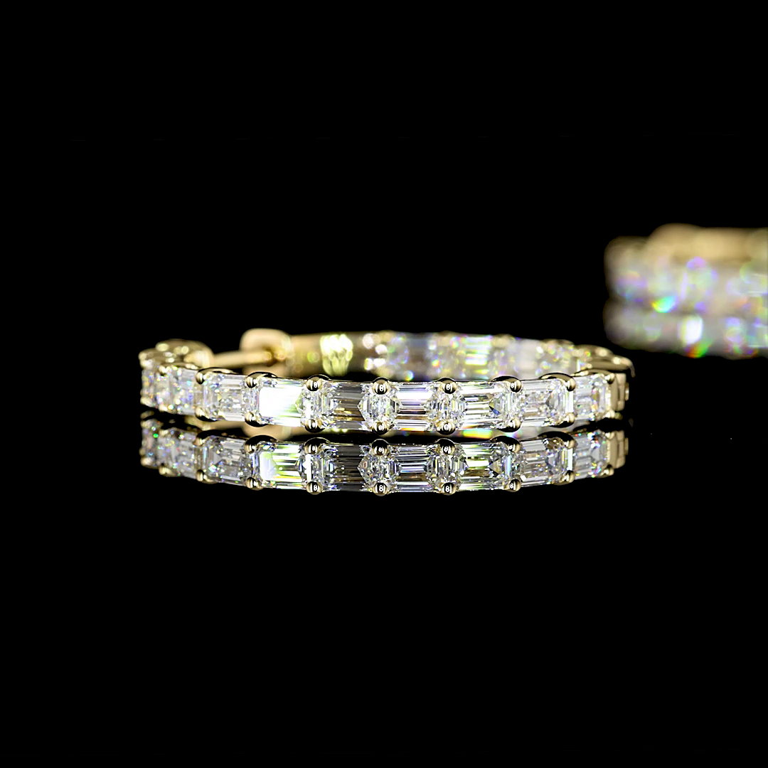 3.22 CTTW Emerald Lab Diamond Hoops Earring (E Color and VS Clarity)
