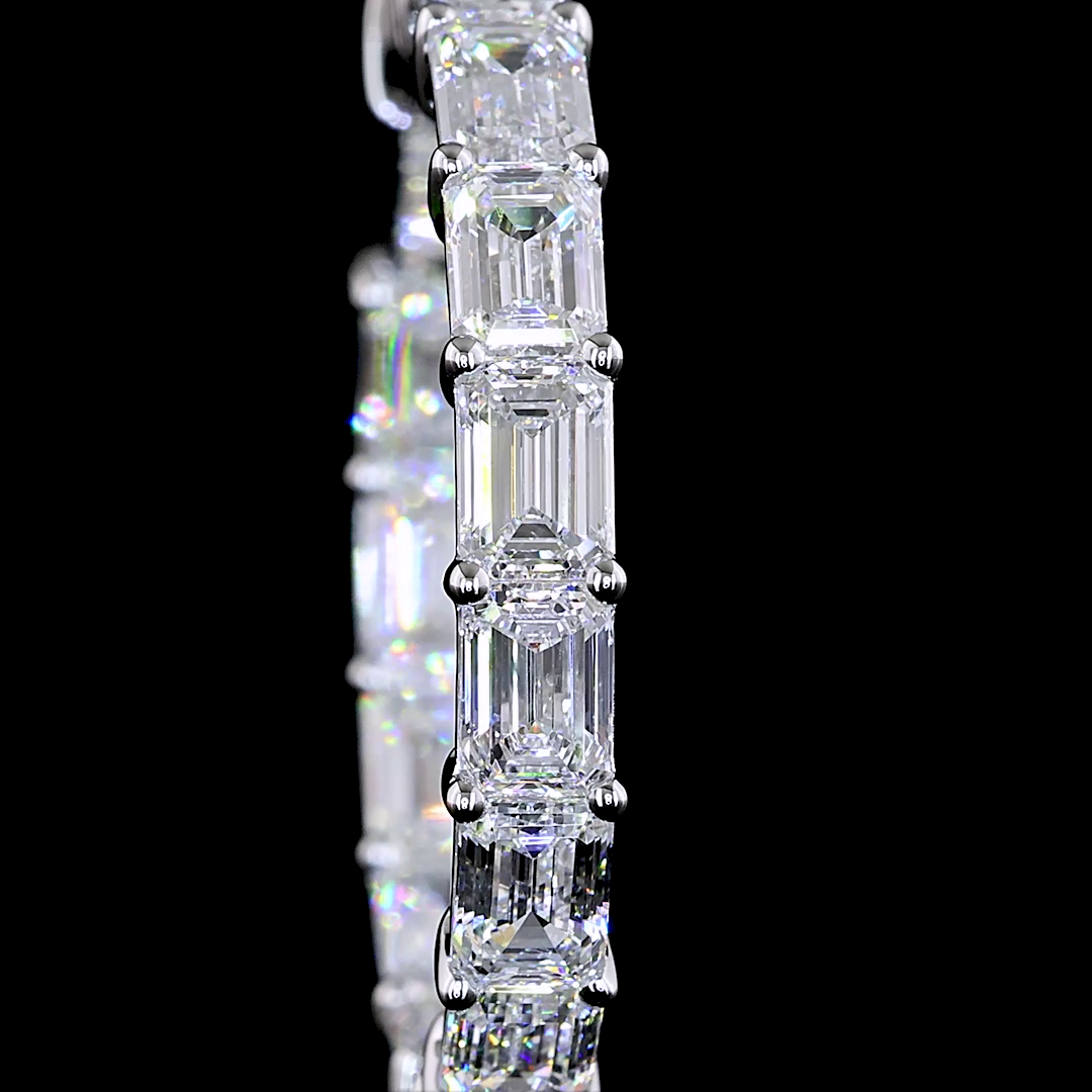 5.65 CTTW Emerald Lab Diamond Hoops Earring 25mm 14k White Gold E Color and VS1 Clarity jewelry-spot-usa