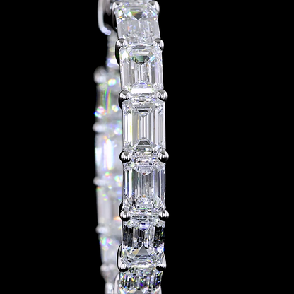 5.65 CTTW Emerald Lab Diamond Hoops Earring 25mm 14k White Gold E Color and VS1 Clarity jewelry-spot-usa