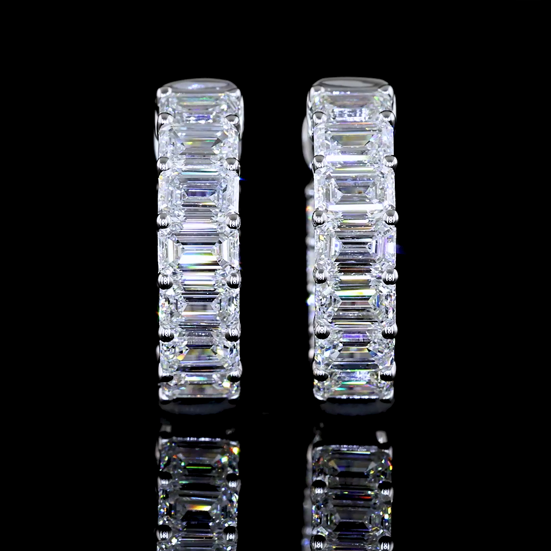 2.54 CTTW Emerald Lab Diamond Huggies Earring (E Color and VS Clarity)