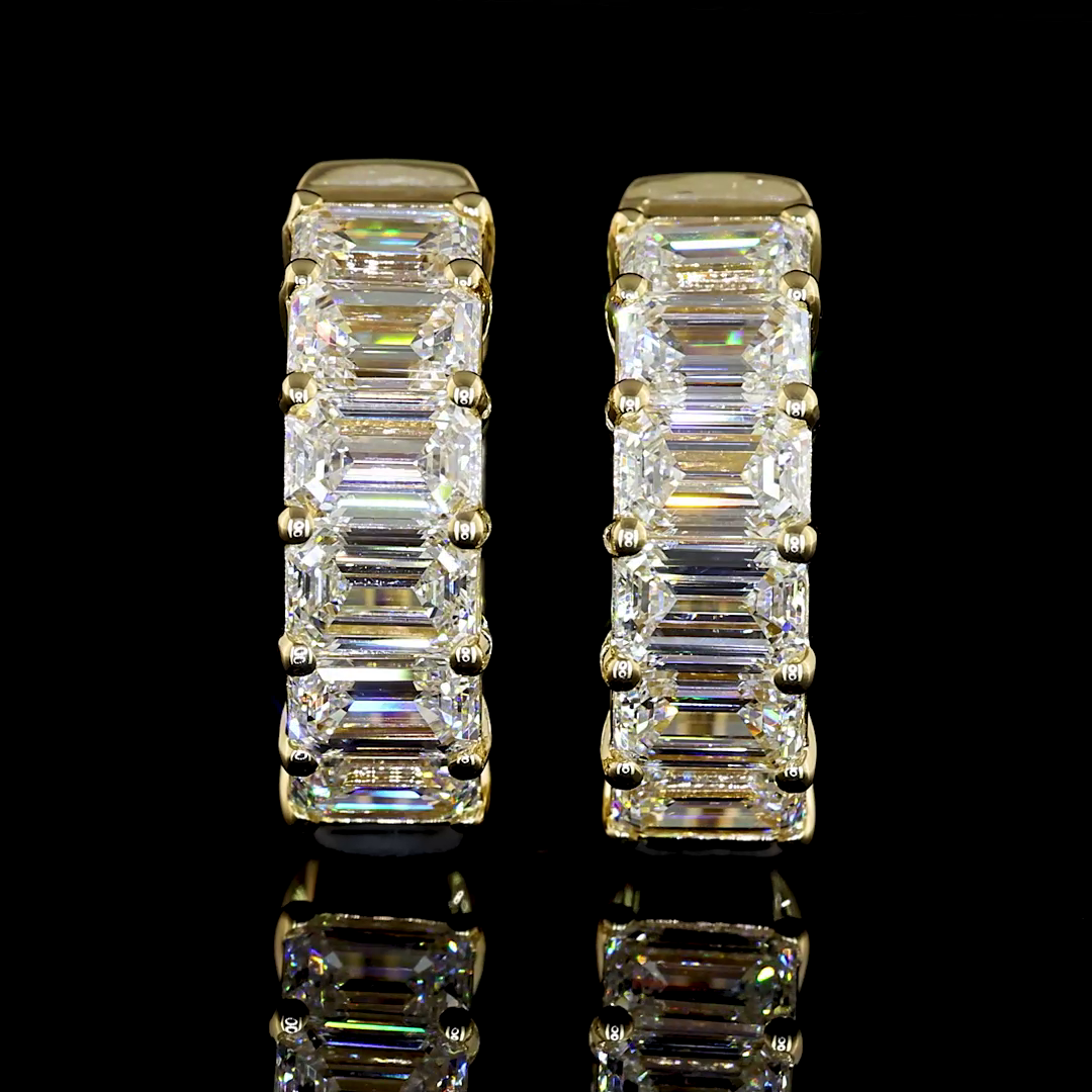 3.44 CTTW Emerald Lab Diamond Huggies Earring (E Color and VS Clarity)