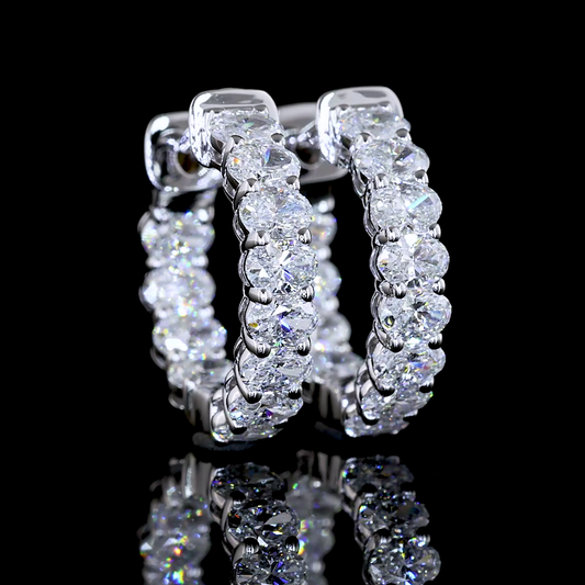 1.29 CTTW Oval Lab Diamond Huggies Earring (E Color and VS Clarity)