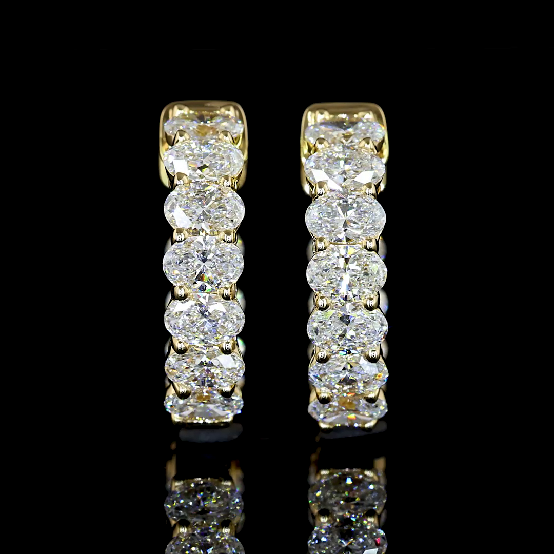 1.50 CTTW Oval Lab Diamond Huggies Earring 14.4mm (E Color and VS Clarity)