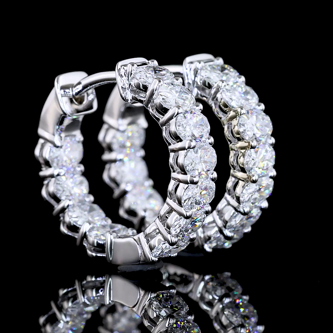 1.54 CTTW Oval Lab Diamond Huggies Earring 14mm 14k White Gold E Color and VS1 Clarity jewelry-spot-usa