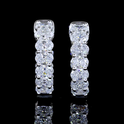 1.54 CTTW Oval Lab Diamond Huggies Earring 14mm 14k White Gold E Color and VS1 Clarity jewelry-spot-usa