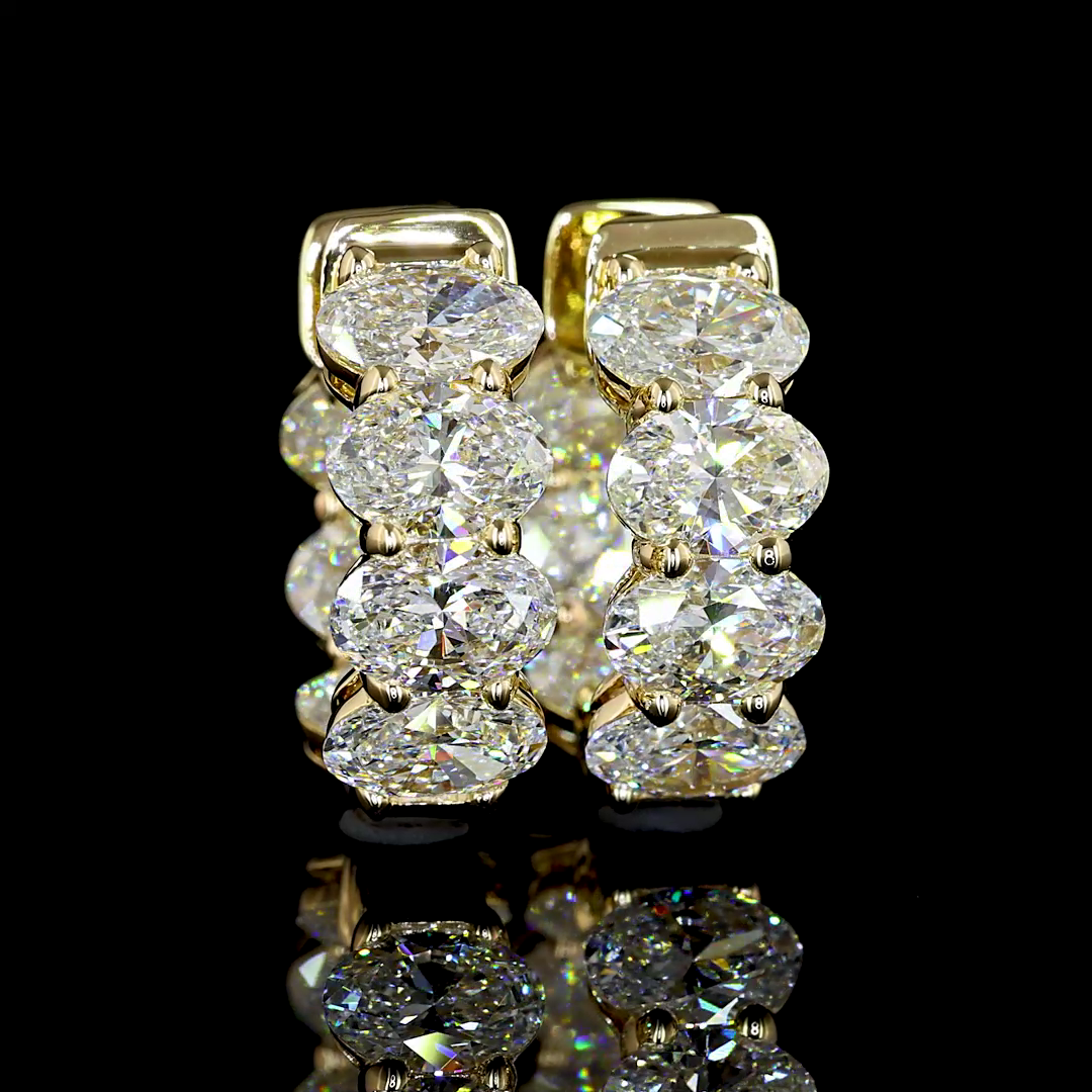 5.01 CTTW Oval Lab Diamond Huggies Earring 15.95mm 14k Yellow Gold E Color and VS1 Clarity jewelry-spot-usa
