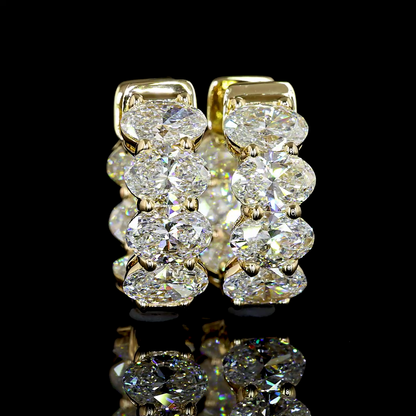 5.01 CTTW Oval Lab Diamond Huggies Earring 15.95mm 14k Yellow Gold E Color and VS1 Clarity jewelry-spot-usa