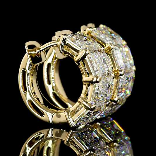 5.91 CTTW Emerald Lab Diamond Huggies Earring 16.15mm 14k Yellow Gold F Color and VS2 Clarity jewelry-spot-usa