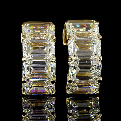 5.91 CTTW Emerald Lab Diamond Huggies Earring 16.15mm 14k Yellow Gold F Color and VS2 Clarity jewelry-spot-usa